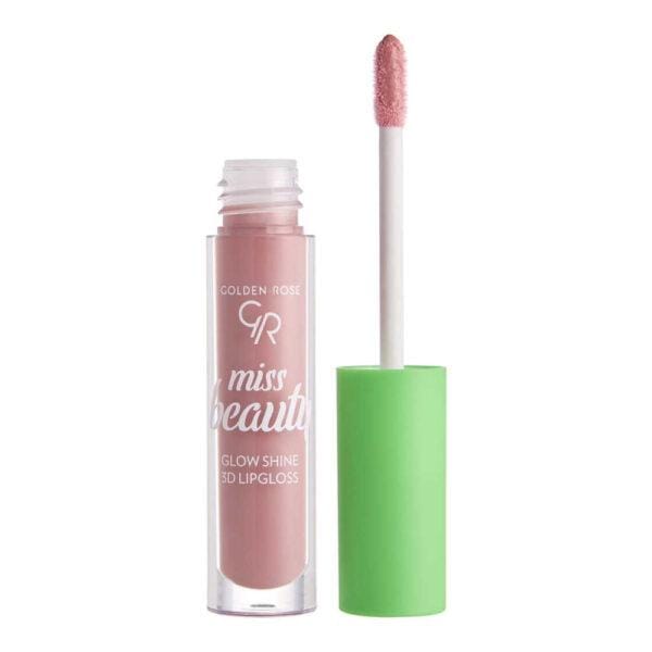 رژ لب مایع گلدن رز Miss Beauty Glow Shine 3D شماره 02 رنگ Baby Pink